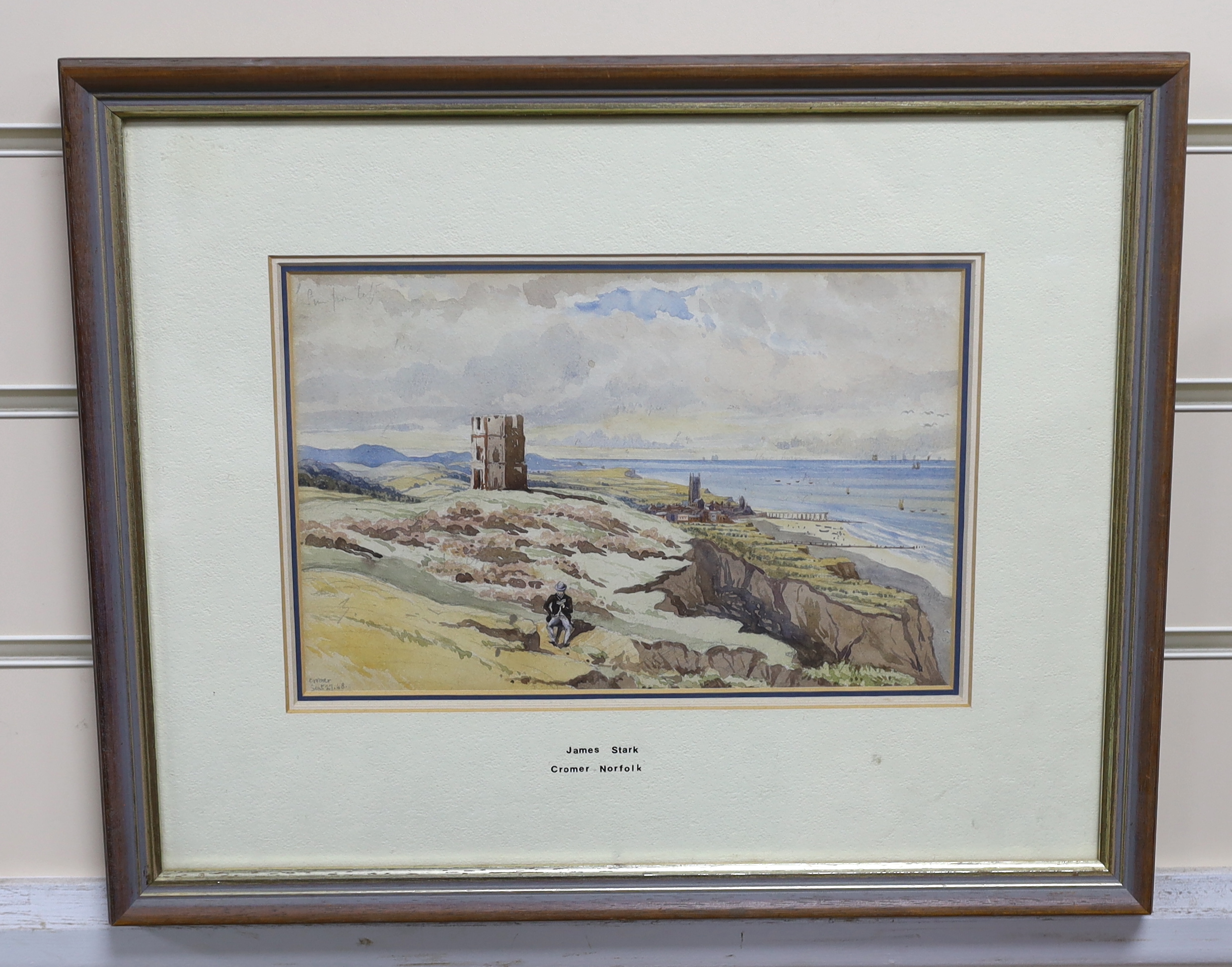 Attributed to James Stark (1794-1859), watercolour, Cromer, Norfolk, 17 x 26cm